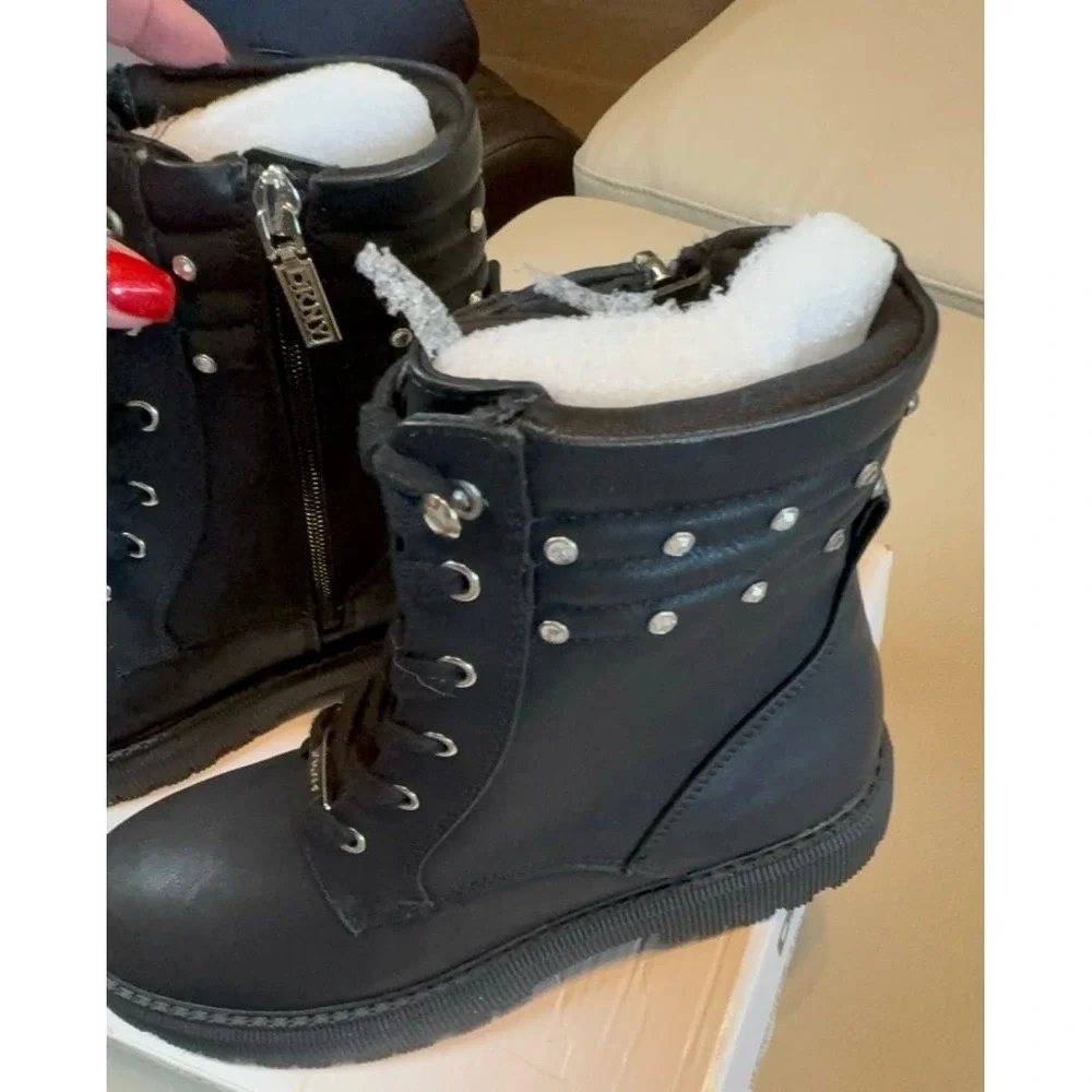 Youth girls size 5 DKNY black boots.